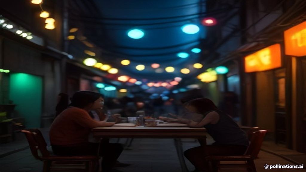 Tourists enjoying the lively nightlife and dining at Kampung Bule in Batam Indonesia.