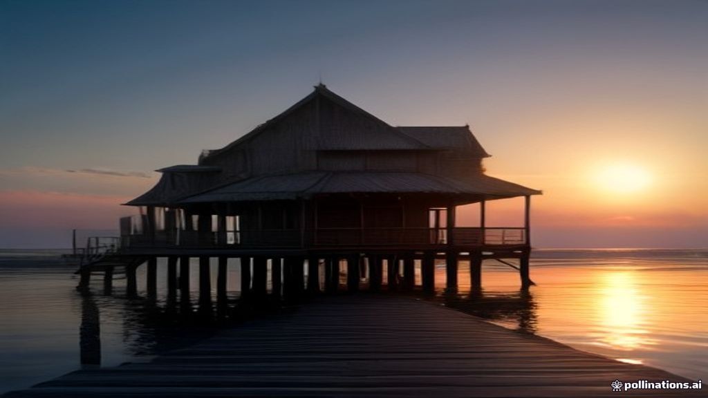 Scenic wooden kelong restaurant on calm waters in Batam serving fresh seafood.